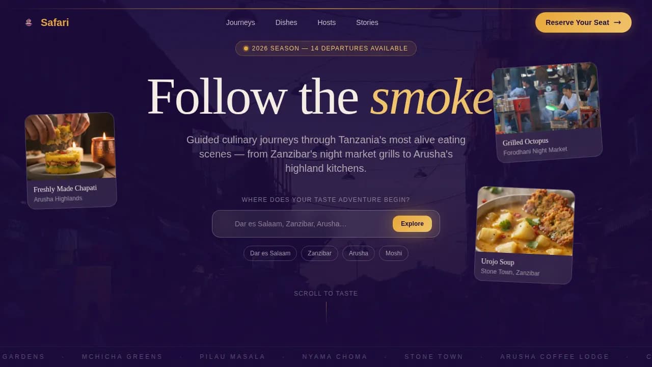 Culinary Journey — Immersive Food Experience Landing Page Template