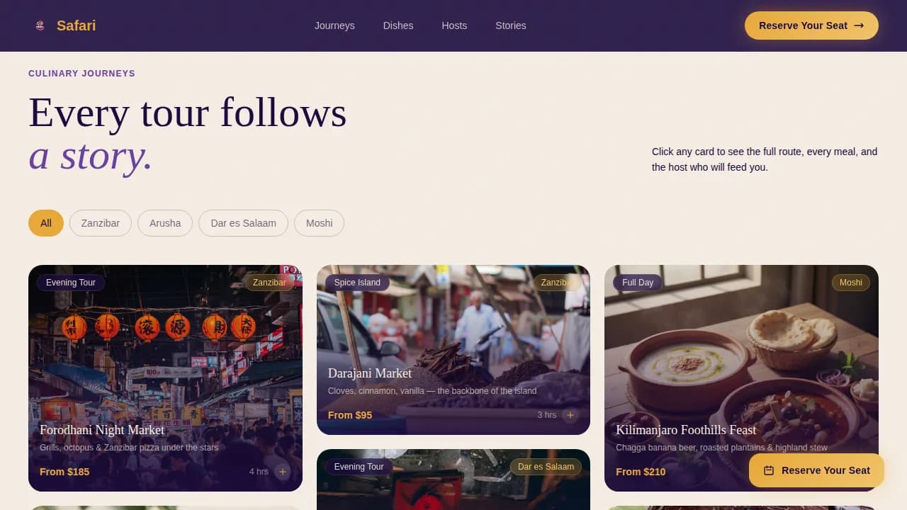 Culinary Journey — Immersive Food Experience Landing Page Template