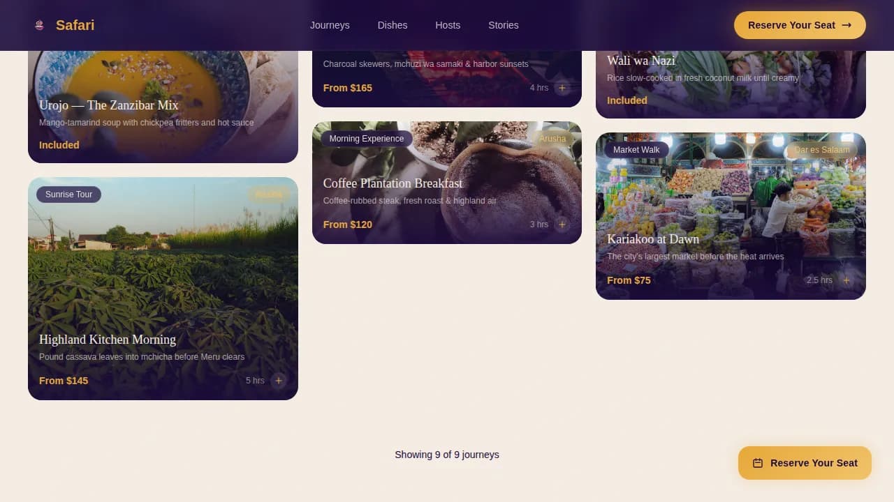 Culinary Journey — Immersive Food Experience Landing Page Template