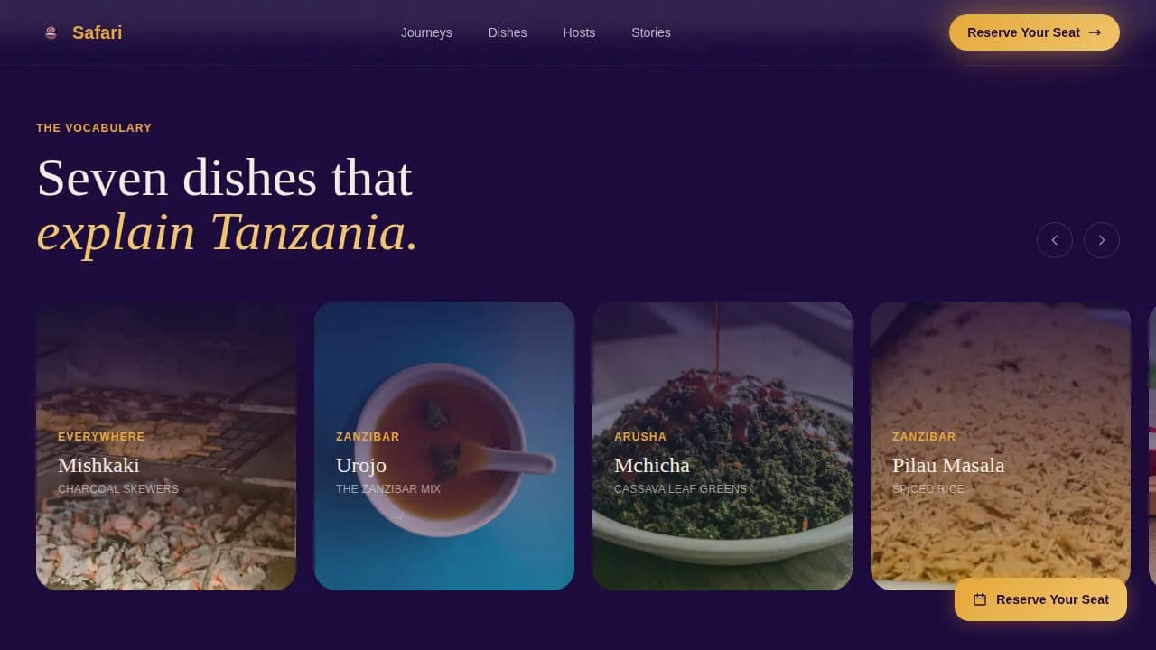 Culinary Journey — Immersive Food Experience Landing Page Template