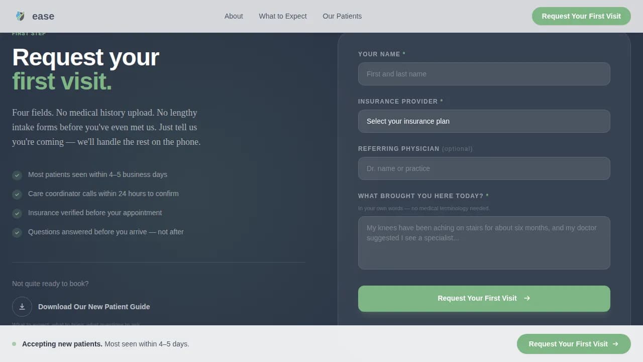 Rheumatologist Booking Website Template