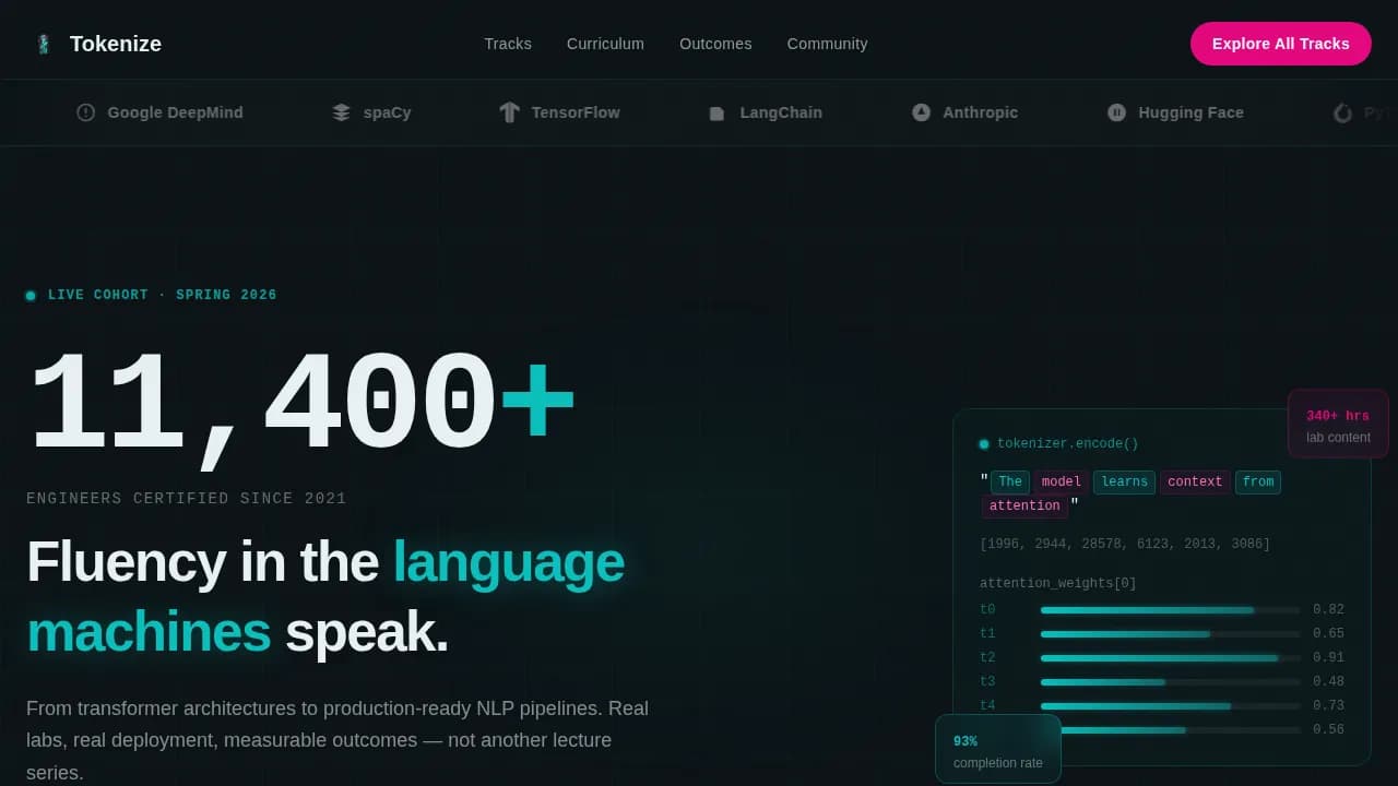 Tokenize - High Impact NLP Training Landing Page Template