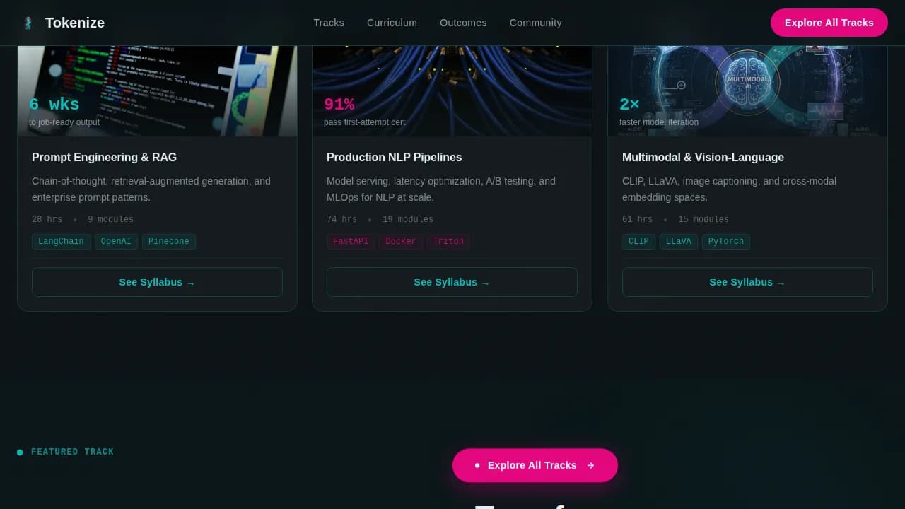 Tokenize - High Impact NLP Training Landing Page Template