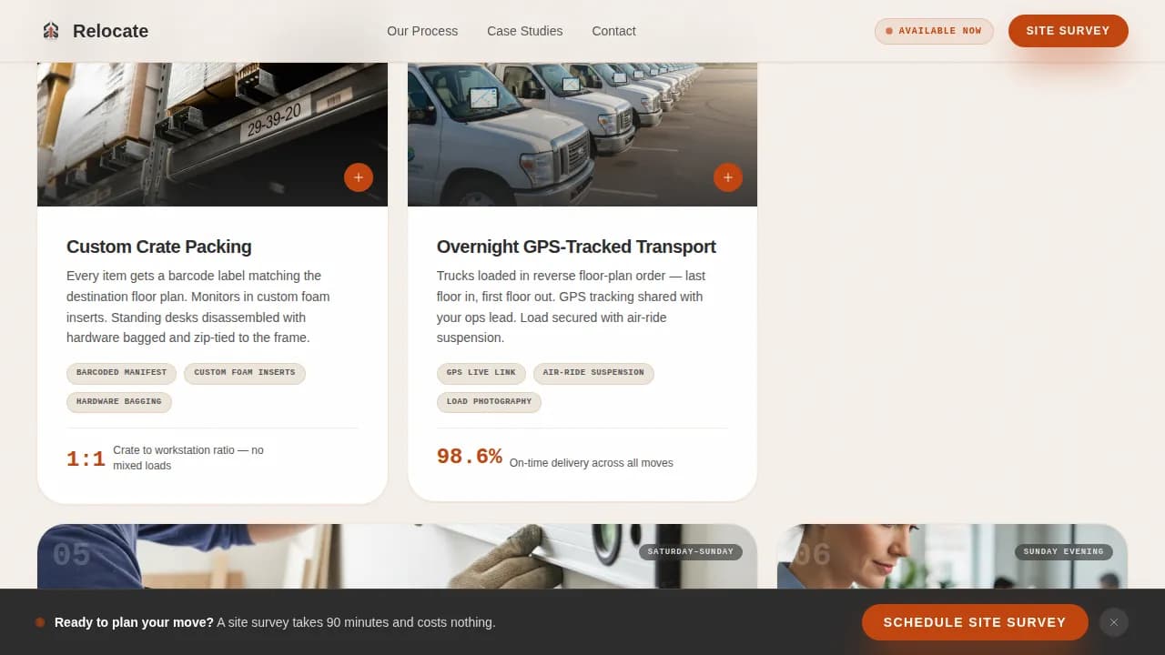 Moving & Relocation Booking Website Template