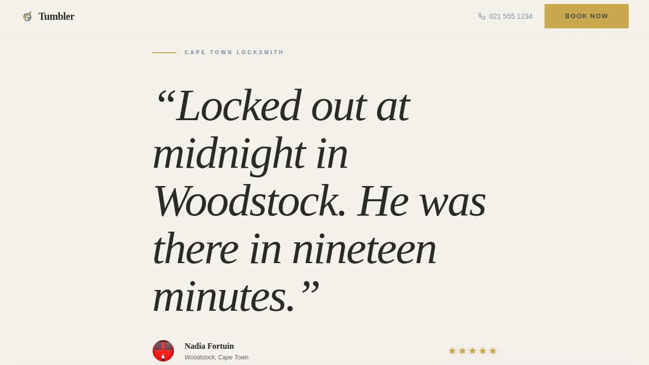 Tumbler - Trusted Emergency Locksmith Landing Page Template