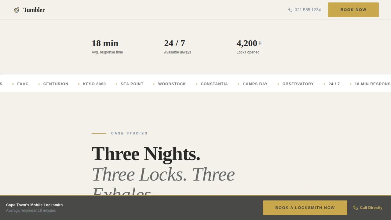 Tumbler - Trusted Emergency Locksmith Landing Page Template