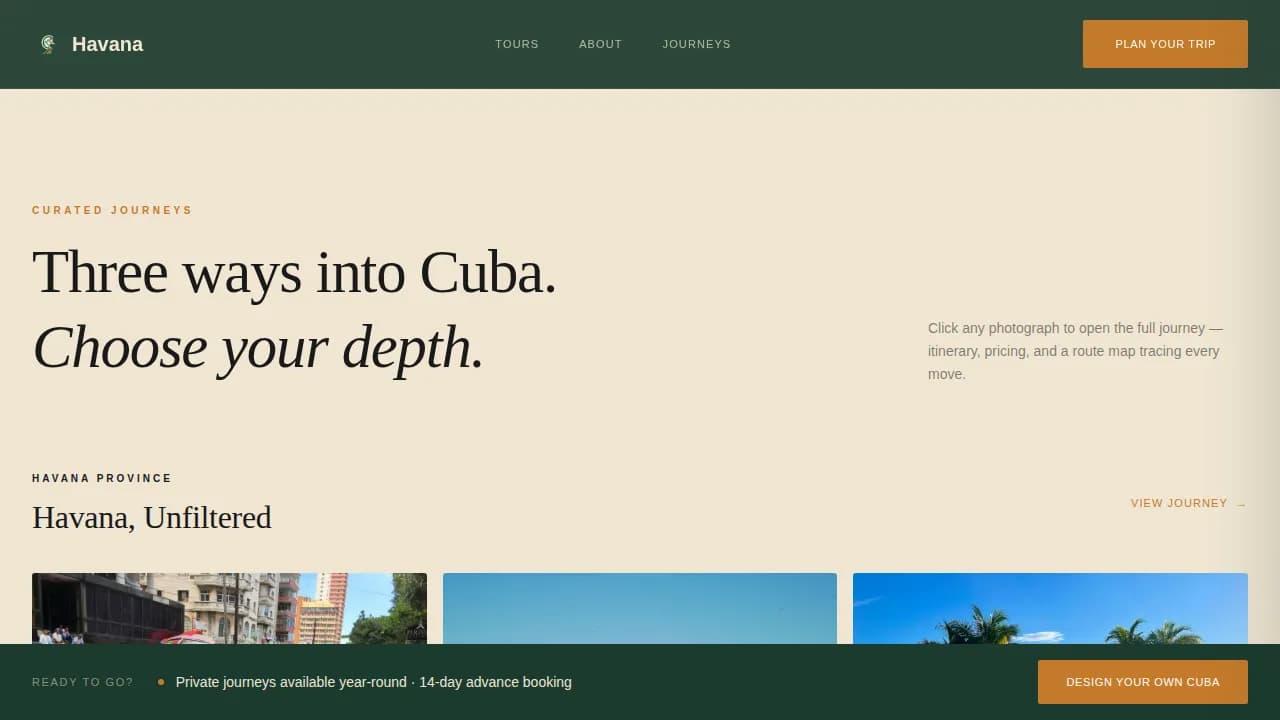 Cuba Travel Booking Website Template