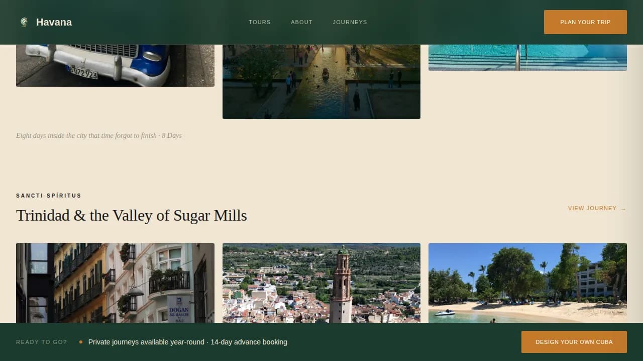 Cuba Travel Booking Website Template