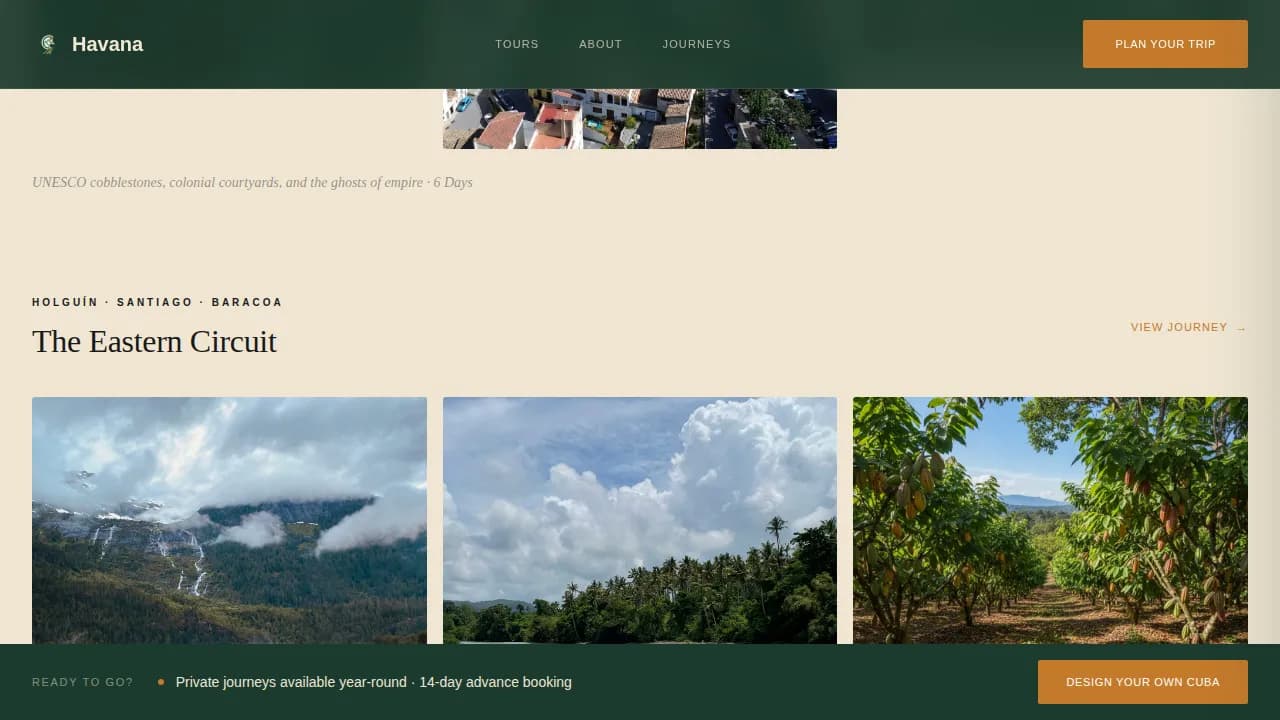Cuba Travel Booking Website Template