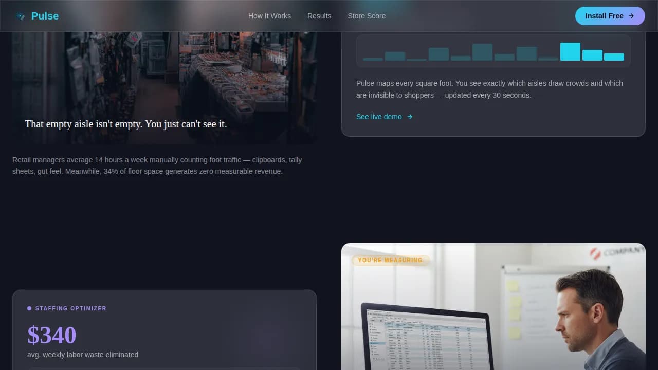 Pulse - Smart Retail IoT Sensor Analytics Landing Page Template