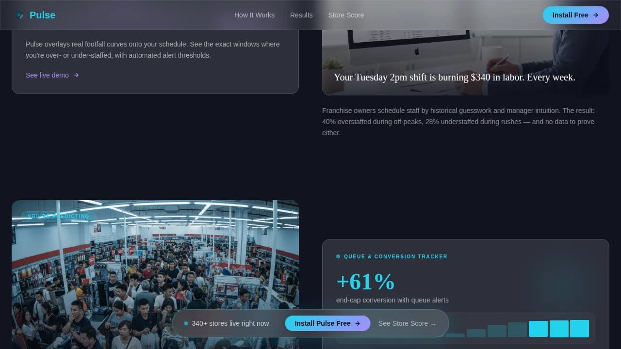 Pulse - Smart Retail IoT Sensor Analytics Landing Page Template
