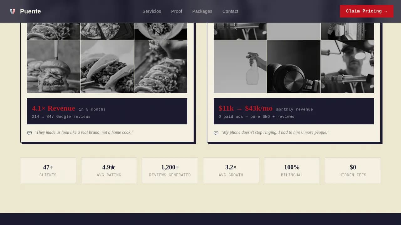 Immigrant-Owned Business Pricing Website Template