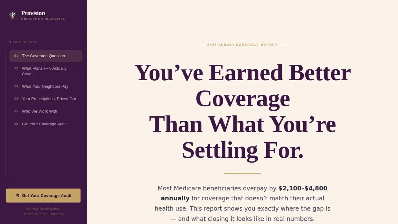 Coverage — Strategic Insurance Assessment Landing Page Template