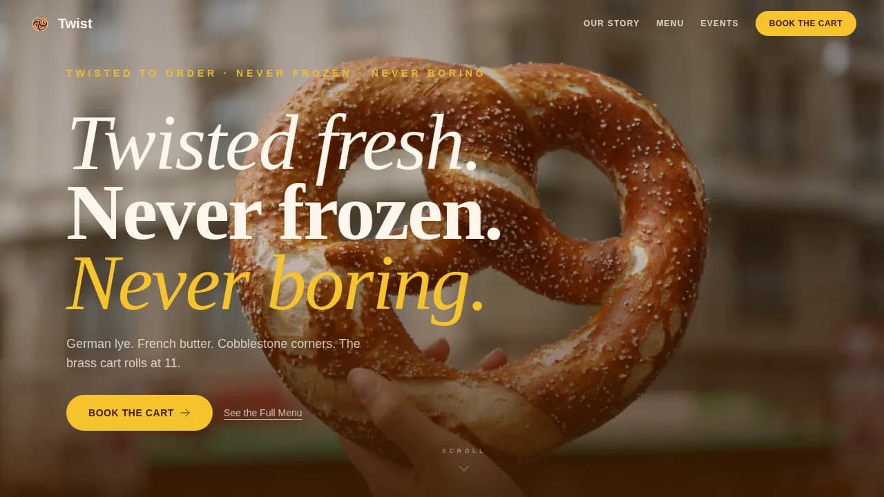 Pretzel — Artisan Gourmet Snack Landing Page Template