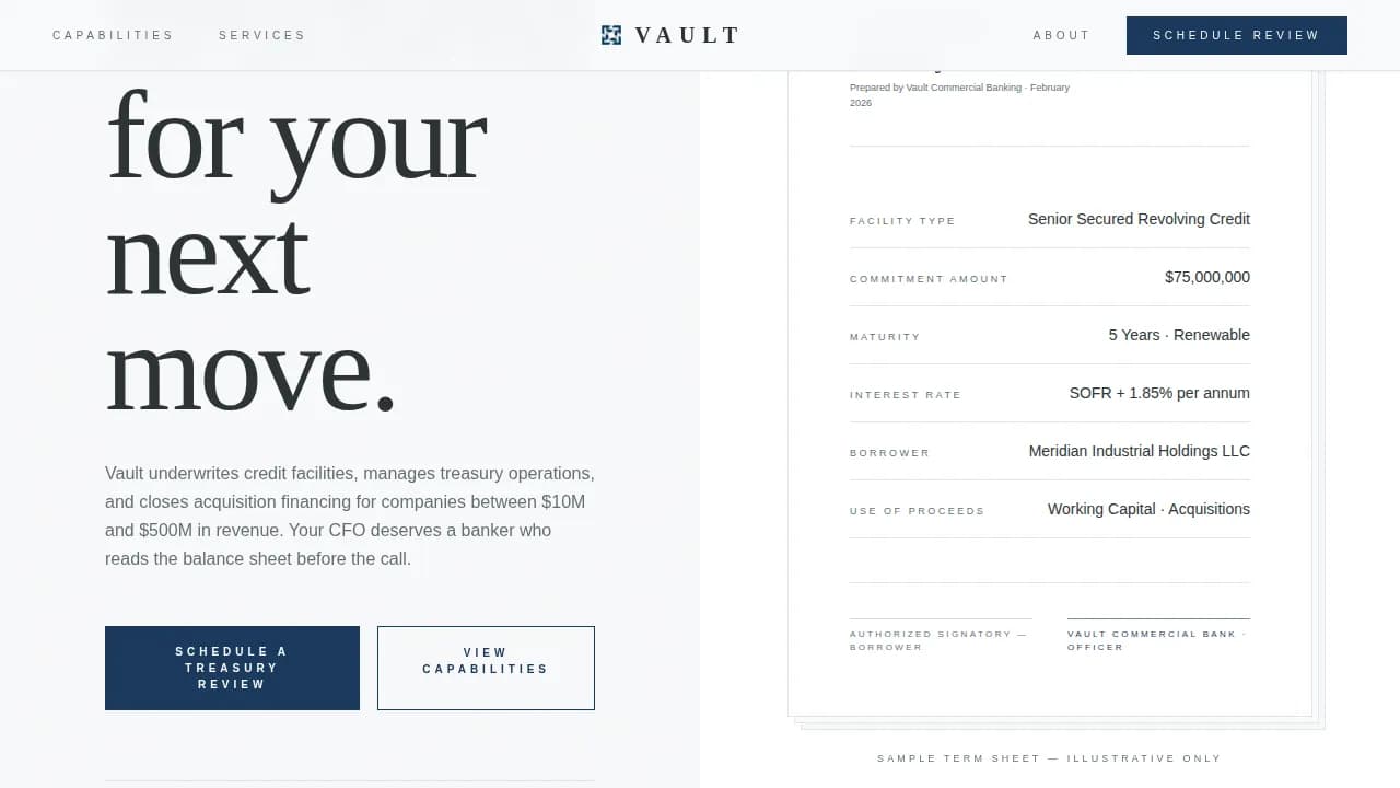 Treasury — Premium Banking Solutions Landing Page Template