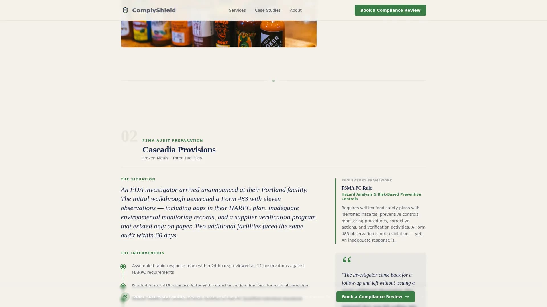 Safeguard — Regulatory Food Service Consulting Landing Page Template