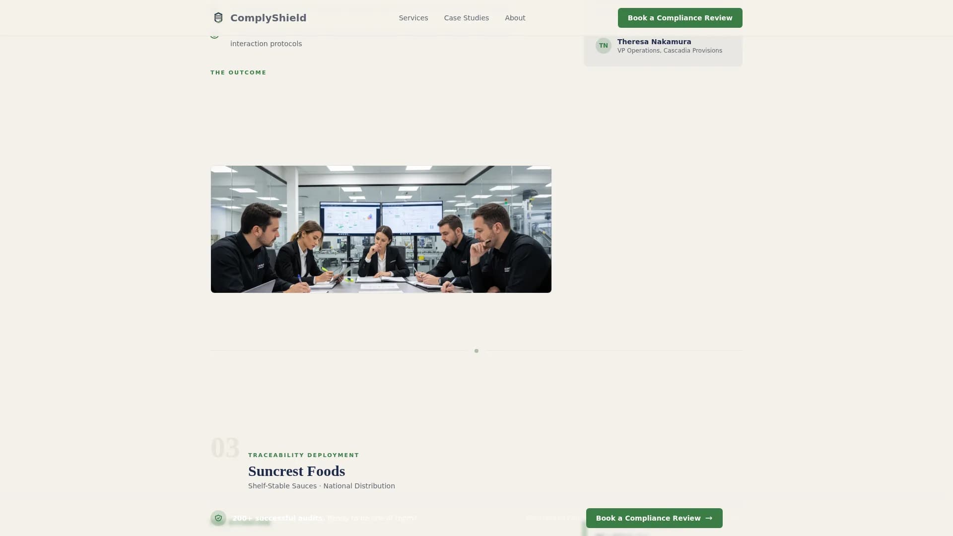 Safeguard — Regulatory Food Service Consulting Landing Page Template