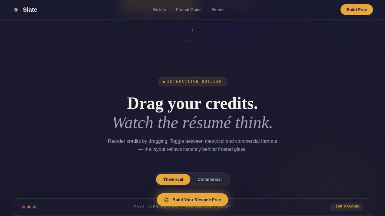 Narrative — Immersive Performance Landing Page Template