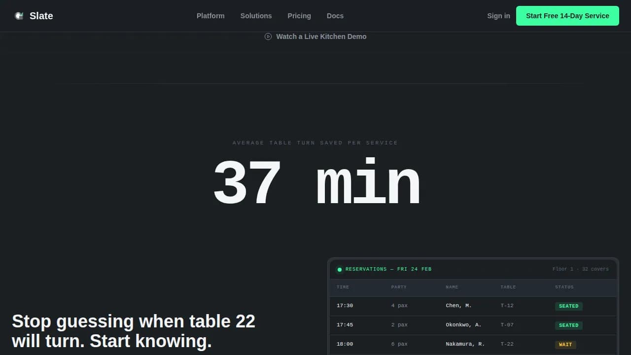 Reserve — Data-Driven Restaurant Booking Landing Page Template