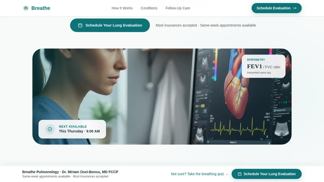 Pulmonologist Practice Website Template — Patient Trust Journey