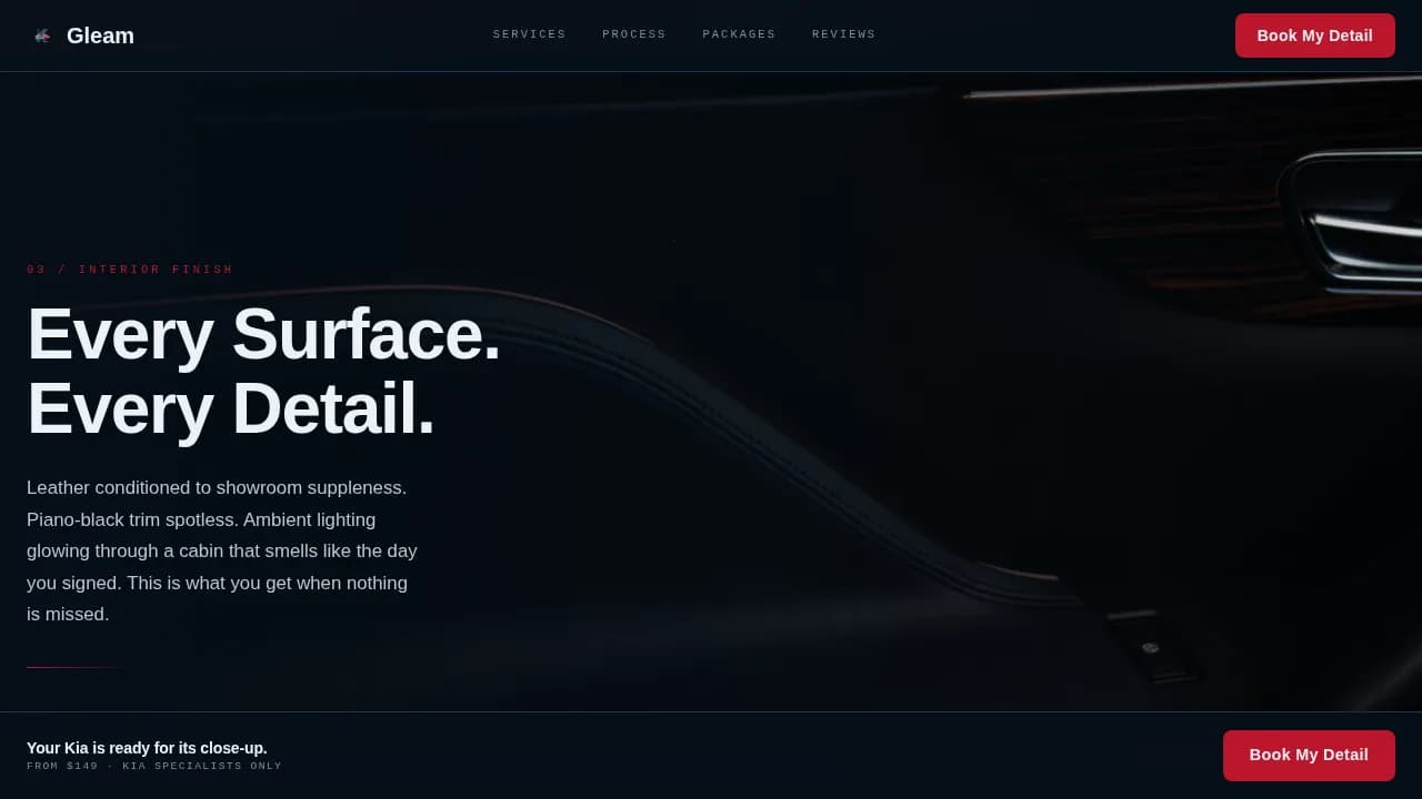 Shine — Elite Automotive Care Landing Page Template