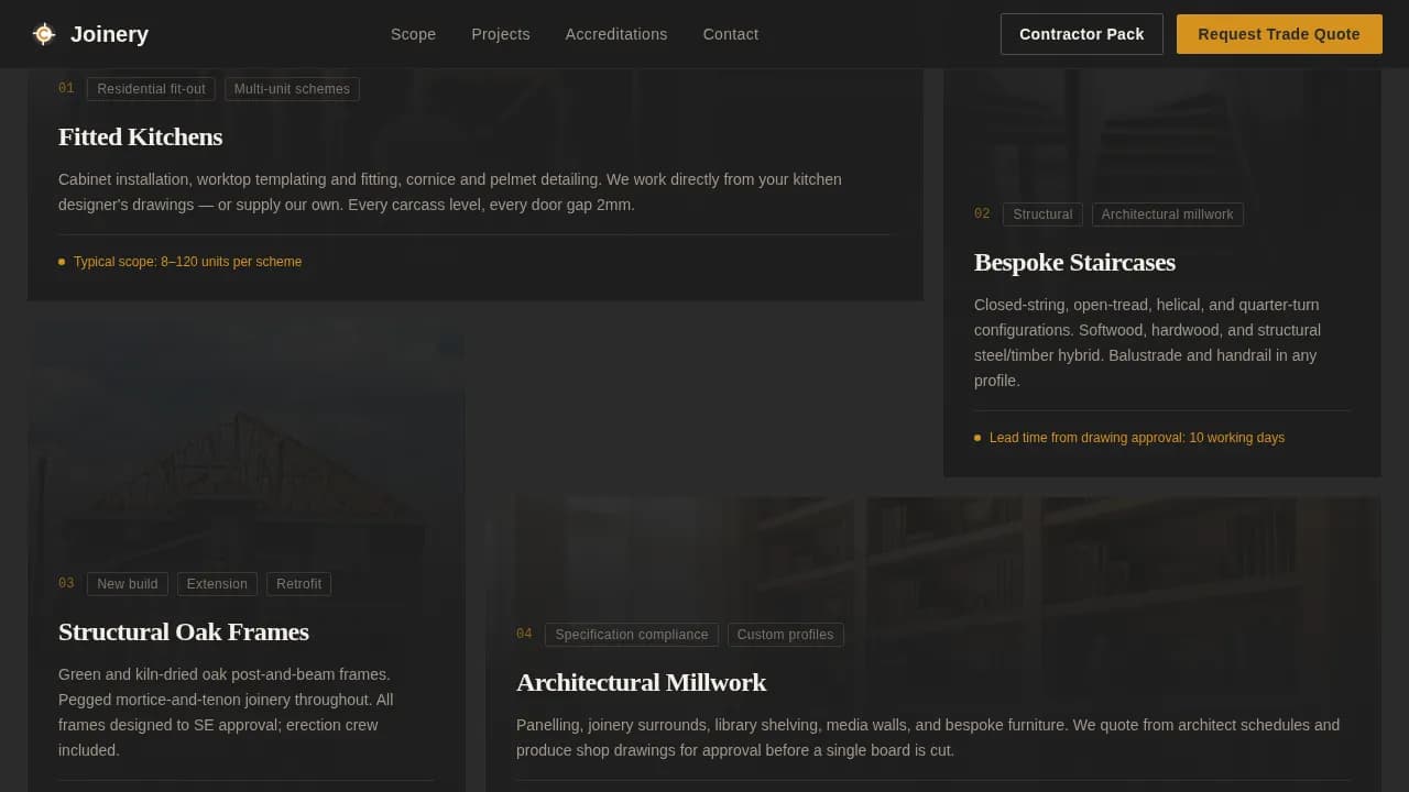 Timber — Expert Carpentry Contractor Landing Page Template
