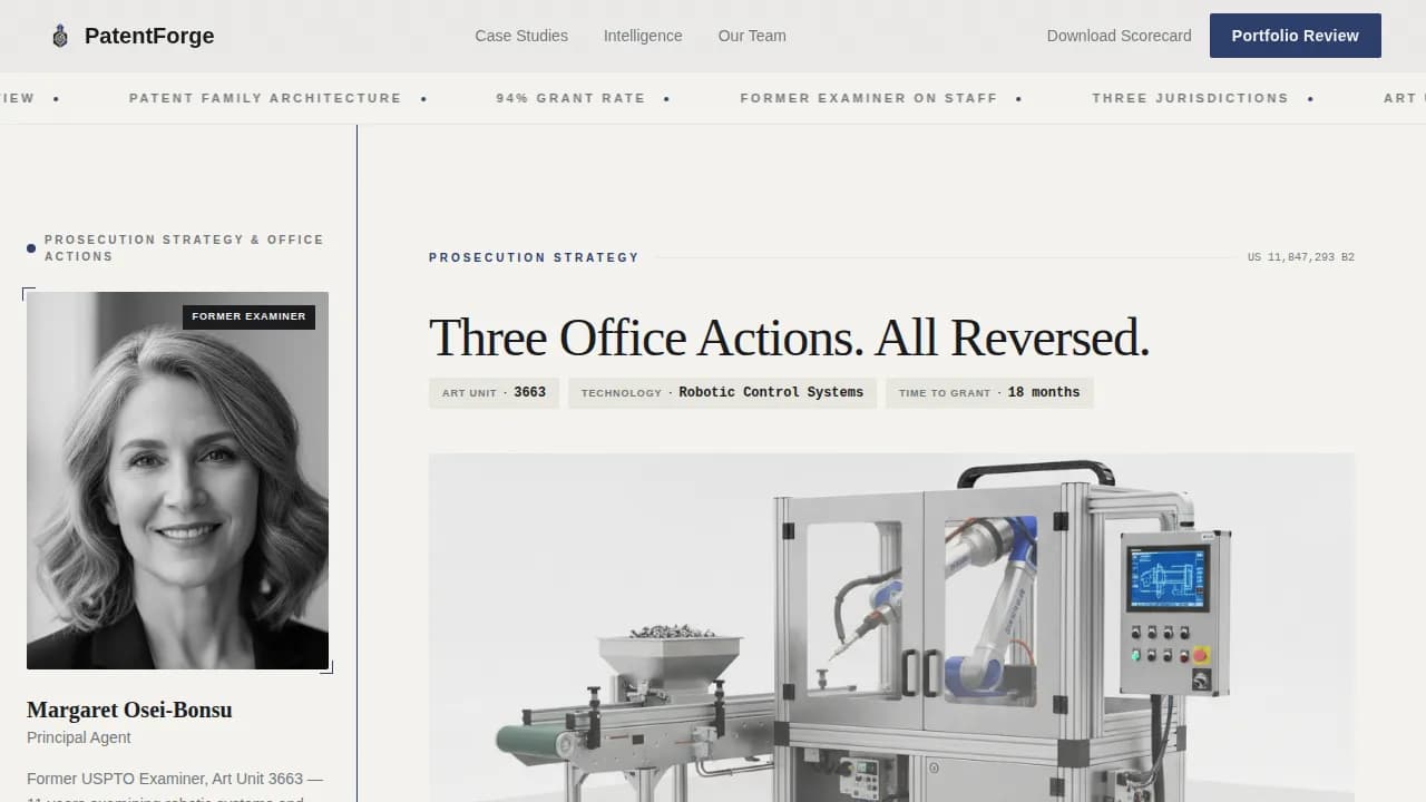 PatentForge - Executive IP Protection Sidebar Companion Landing Page Template