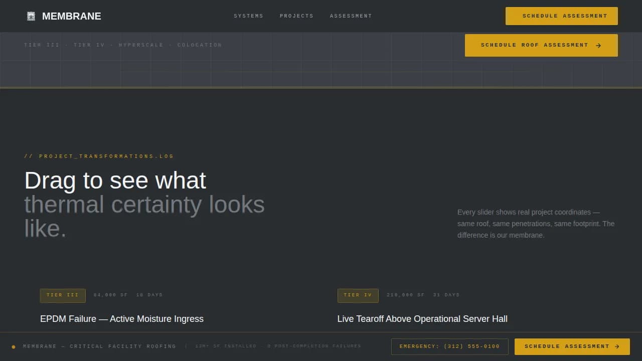 Apex — Critical Data Center Roofing Landing Page Template