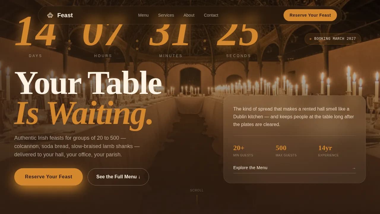 St. Patrick's Day Booking Website Template