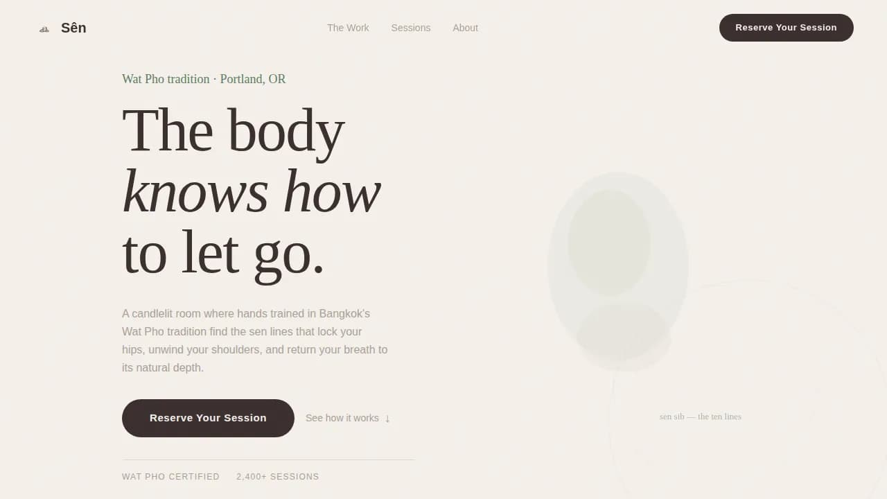 Traditional Thai Massage & Bodywork Booking Website Template