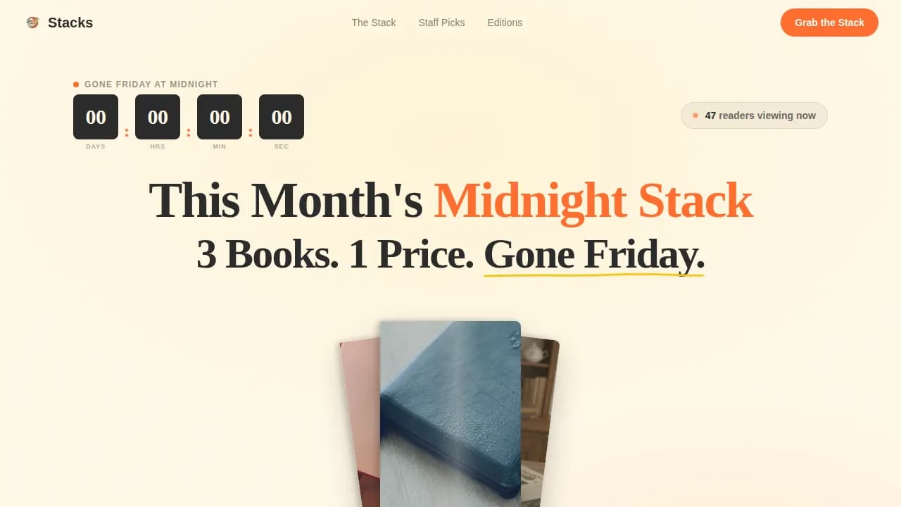 Stacks — Indie Bookshop Collection Landing Page Template