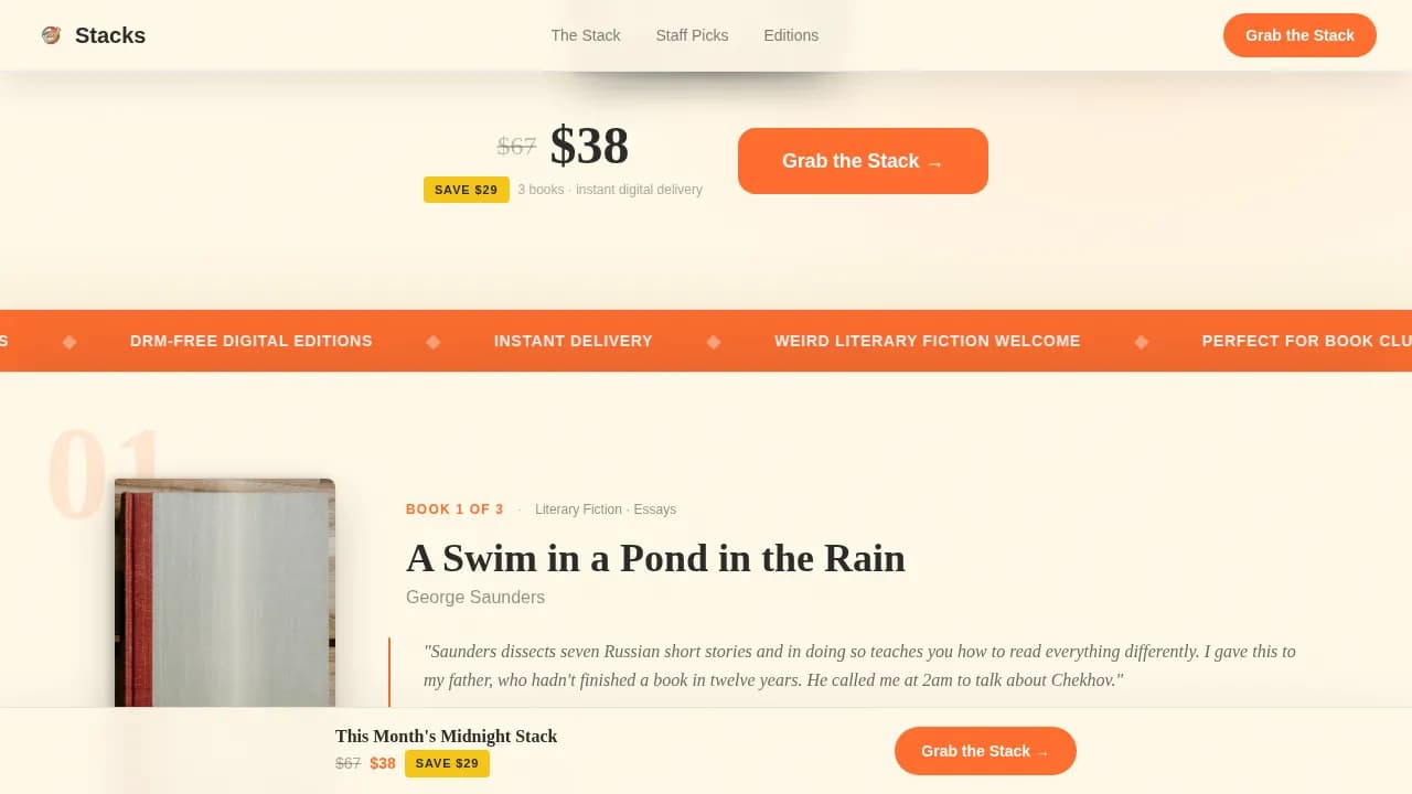 Stacks — Indie Bookshop Collection Landing Page Template