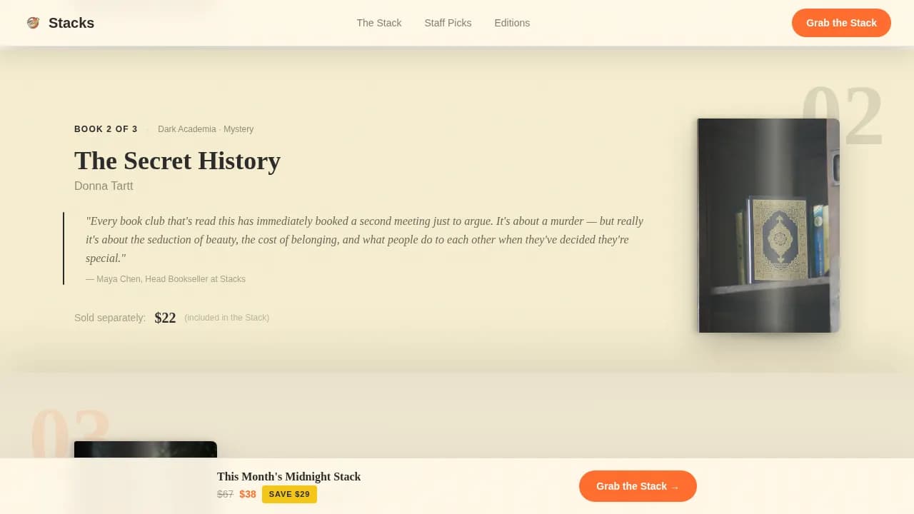 Stacks — Indie Bookshop Collection Landing Page Template