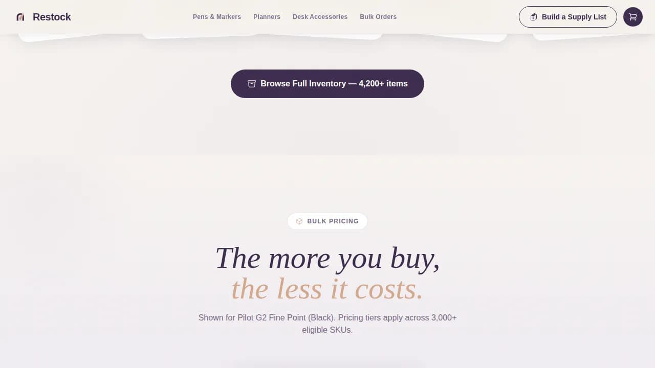 Restock — Premium Office Supplies Landing Page Template
