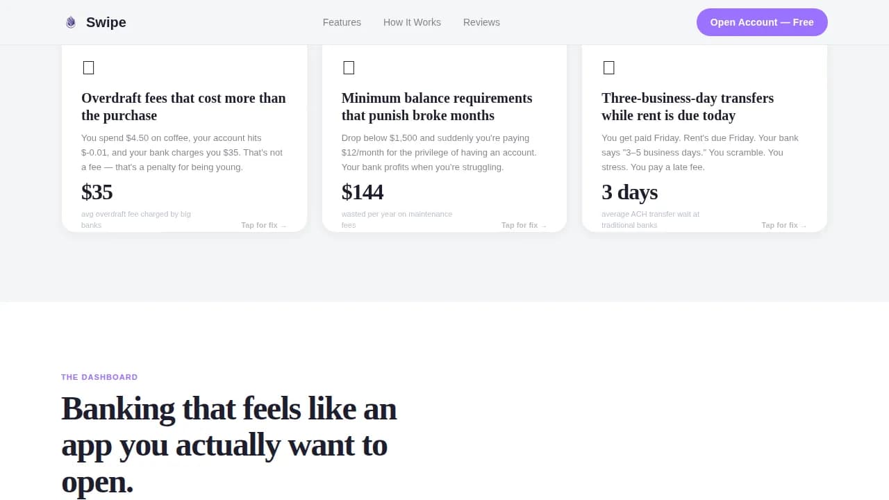 Swipe — Millennial Banking Guide Landing Page Template