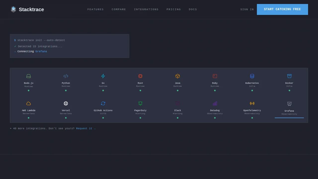 Stacktrace — Intelligent Code Diagnostics Landing Page Template