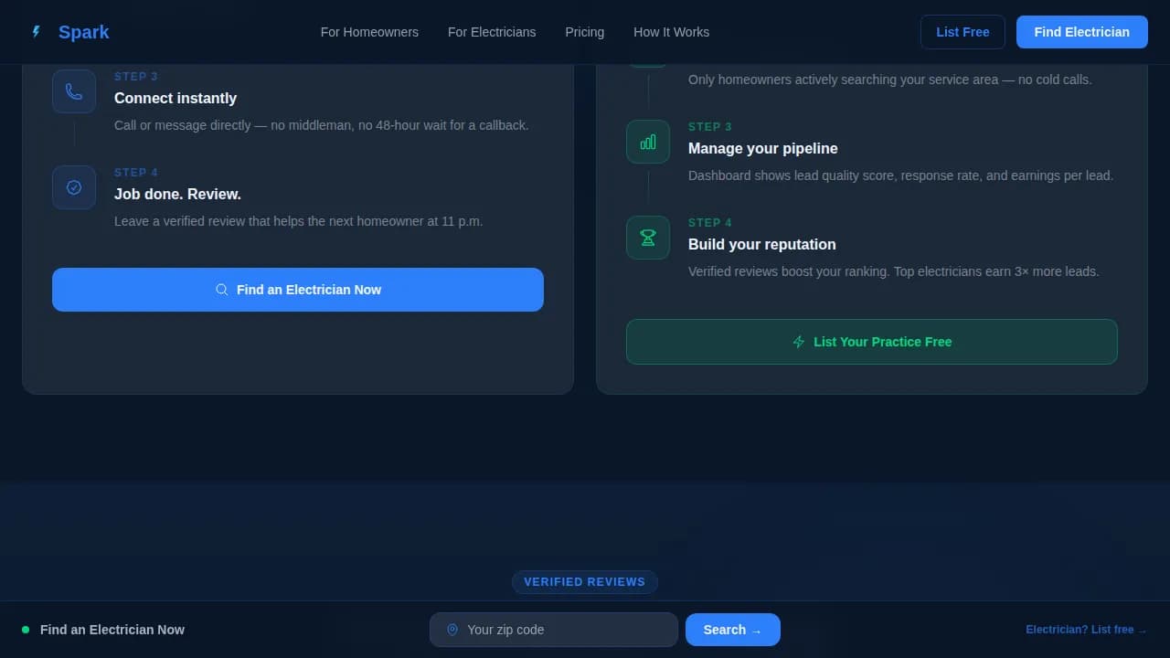 Spark — Expert Electrical Services Landing Page Template