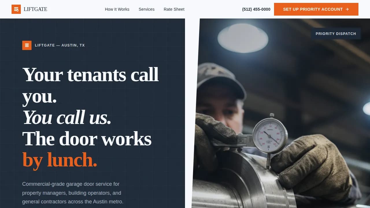Liftgate — Professional Garage Door Repair Landing Page Template