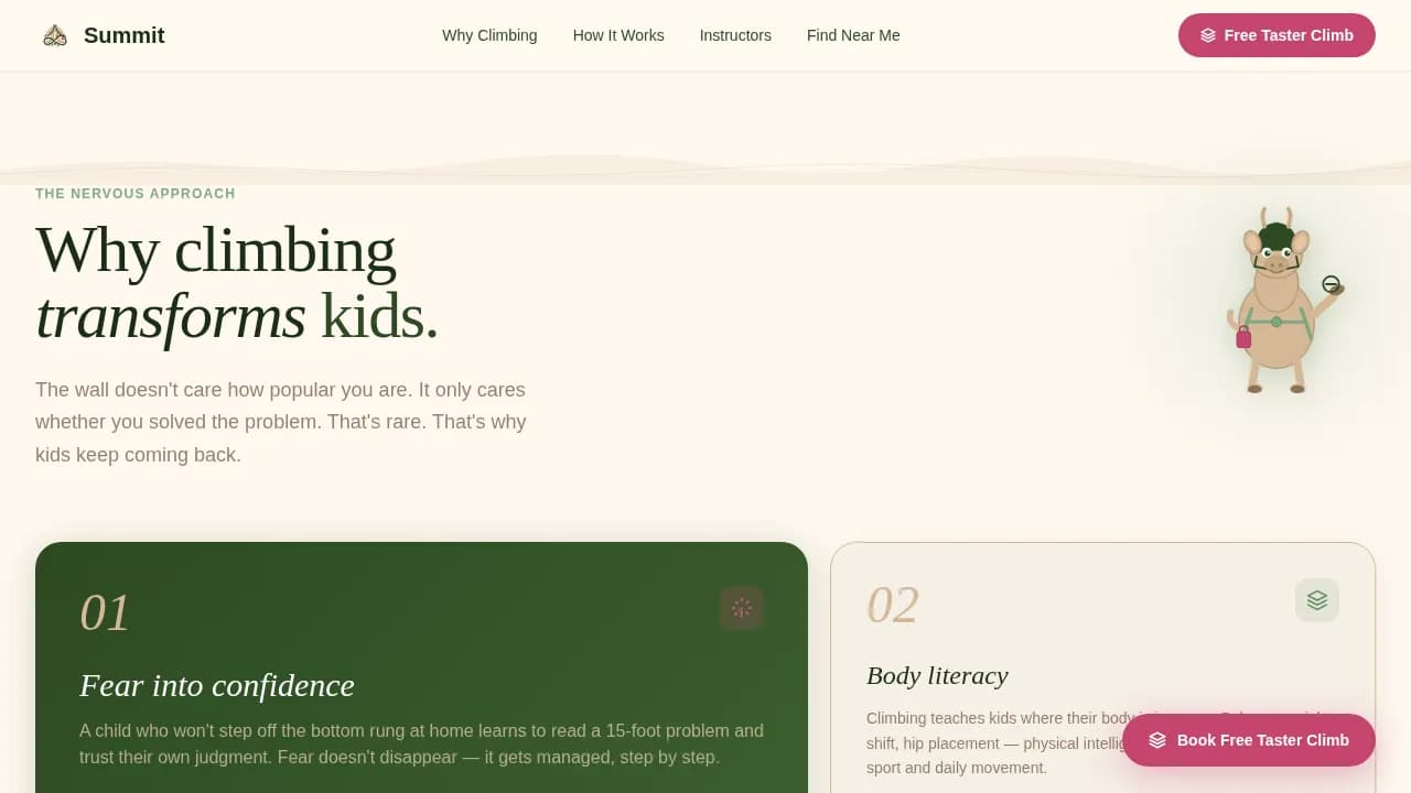 Summit — Certified Climbing Instruction Landing Page Template