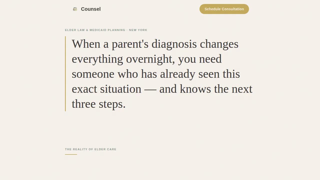 Advise — Expert Elder Law Landing Page Template