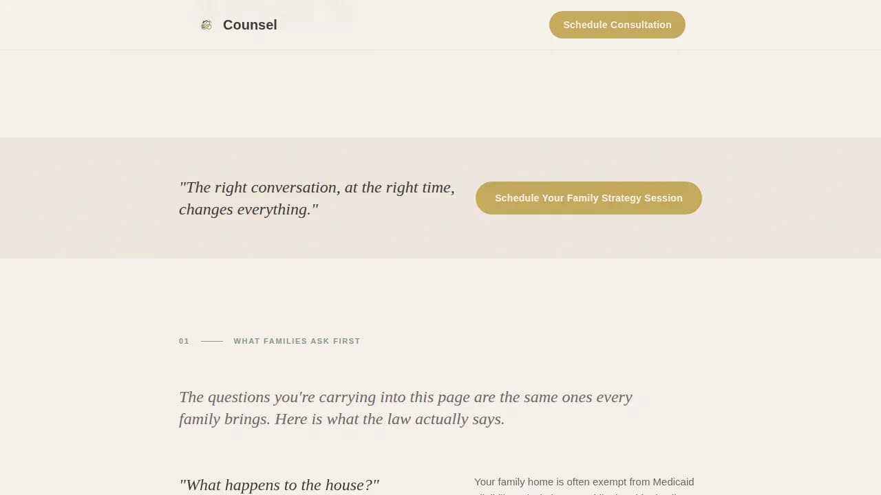 Advise — Expert Elder Law Landing Page Template