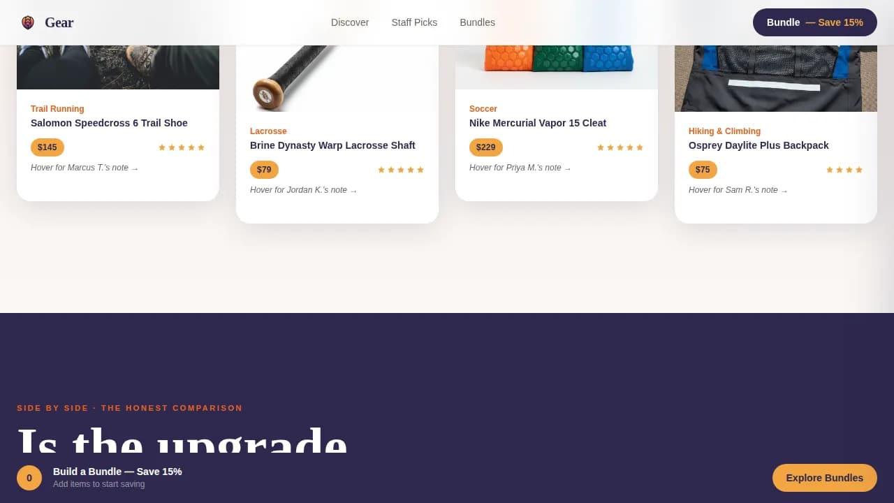 Gear — Complete Sporting Goods Landing Page Template