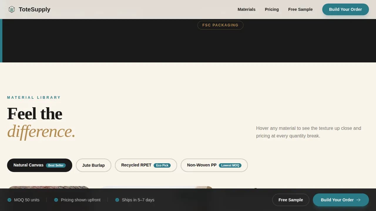 Supply — Wholesale Eco Bags B2B Landing Page Template
