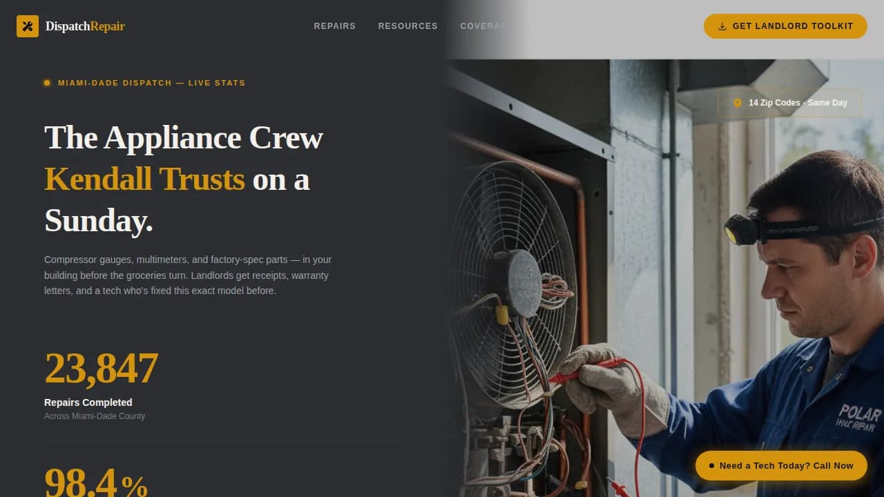 Dispatch - Trusted Appliance Repair Landing Page Template