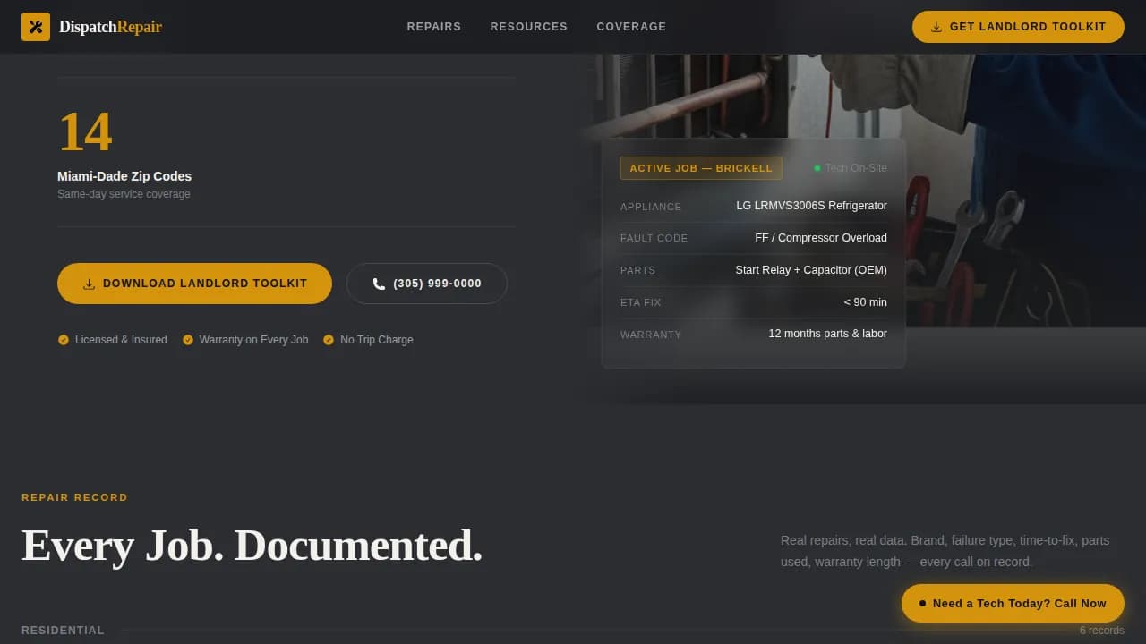 Dispatch - Trusted Appliance Repair Landing Page Template