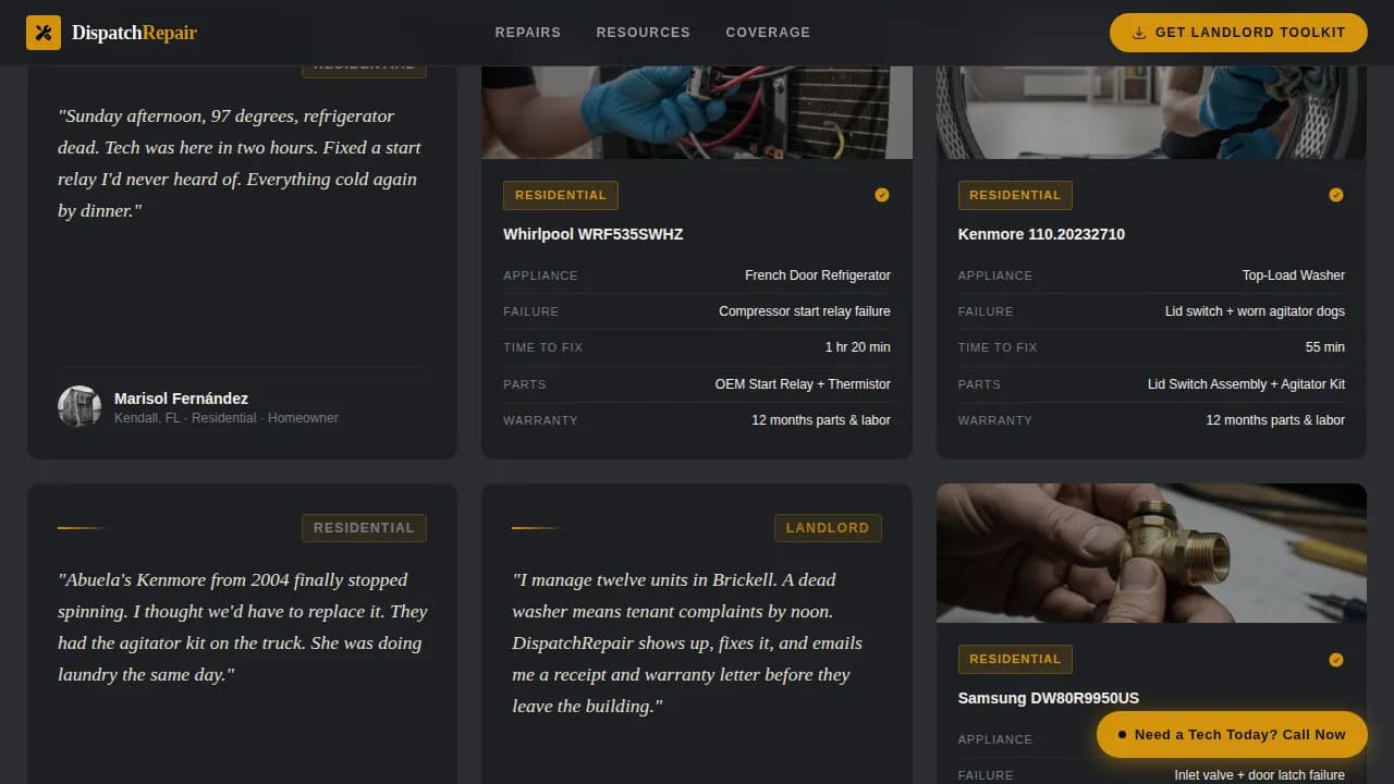 Dispatch - Trusted Appliance Repair Landing Page Template