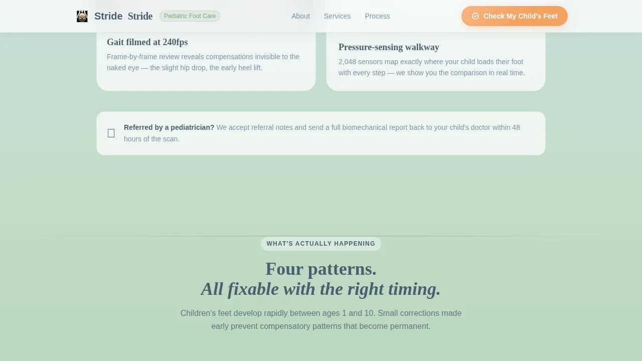 Stride — Advanced Pediatric Podiatry Landing Page Template