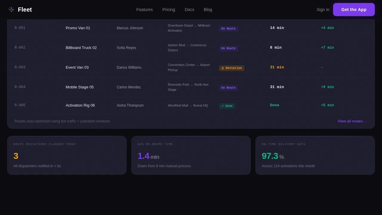 Fleet — Advanced Vehicle Management Landing Page Template
