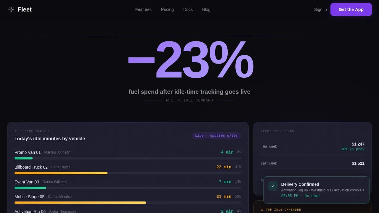 Fleet — Advanced Vehicle Management Landing Page Template