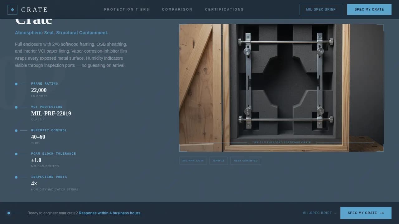 Crate - Engineered Vehicle Packaging Landing Page Template